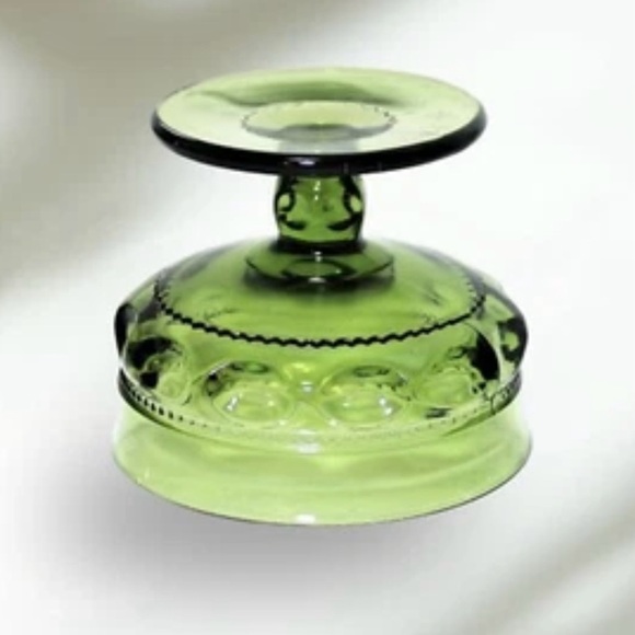 Vintage Indiana Kings Crown Green Thumbprint Glasses Champagne Sherbet Set Of 4 - Picture 4 of 5